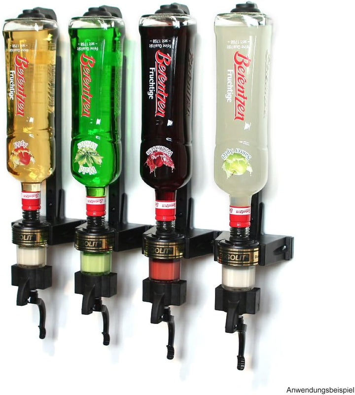 ENGOLIT 4 cl Schnapsspender (Hygienischer Finger Push Dosierer) & Flaschenhalter 4er-Set inkl. Metal