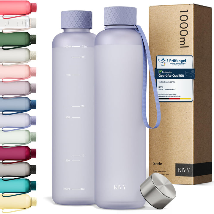 KIVY Trinkflasche 1l - Kohlensäure geeignet & Auslaufsicher - Für Sport, Schule & Büro - Sport Trink