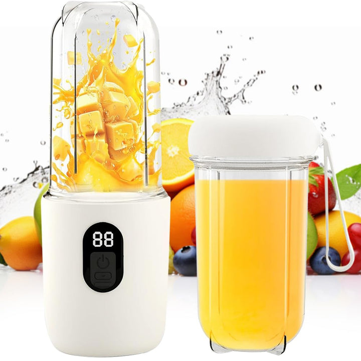 Tragbarer Mixer Smoothie Maker, 500 ml Mixer Smoothie Maker to Go mit Digitalanzeige, 16-Blatt, USB