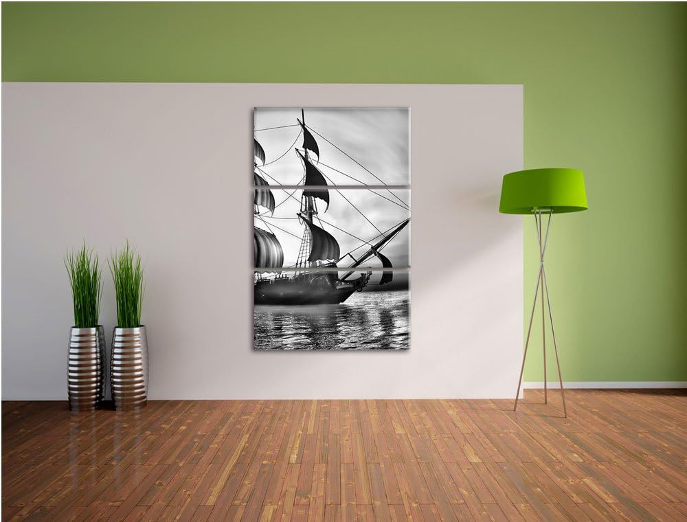 Pixxprint Altes Segelschiff 3Teiler 120x80 cm Leinwandbild Wandbild Kunstdruck