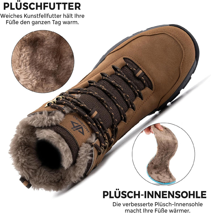 JACKSHIBO Winterschuhe Herren Winterstiefel Damen Warme Gefüttert Stiefel Wasserdicht Rutschfest Sch