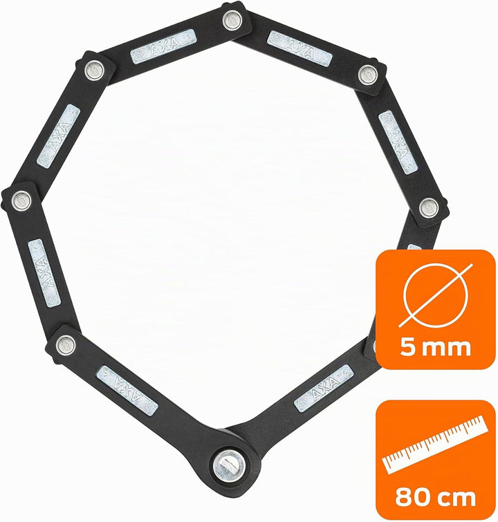 AXA Fold Lite 80 Duo Pack, Set mit 2 Faltschlössern, 80 cm lang, 4 gleiche Schlüssel, mit 2 Halterun
