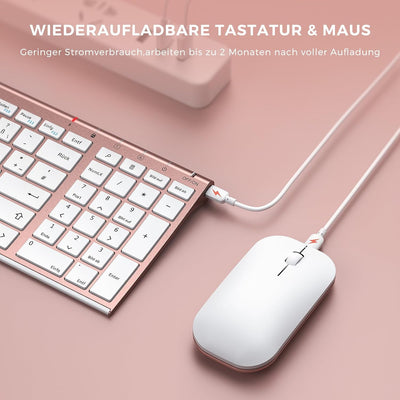 seenda Tastatur Maus Set Kabellos, Wiederaufladbare Aluminium Tastatur mit kompaktes Design, Ultradü