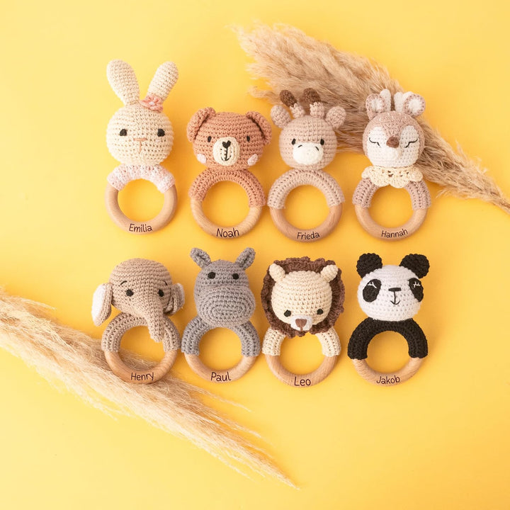 Bärenfreunde® - Personalisierter Beissring Baby - Niedlicher Greifling für Baby&