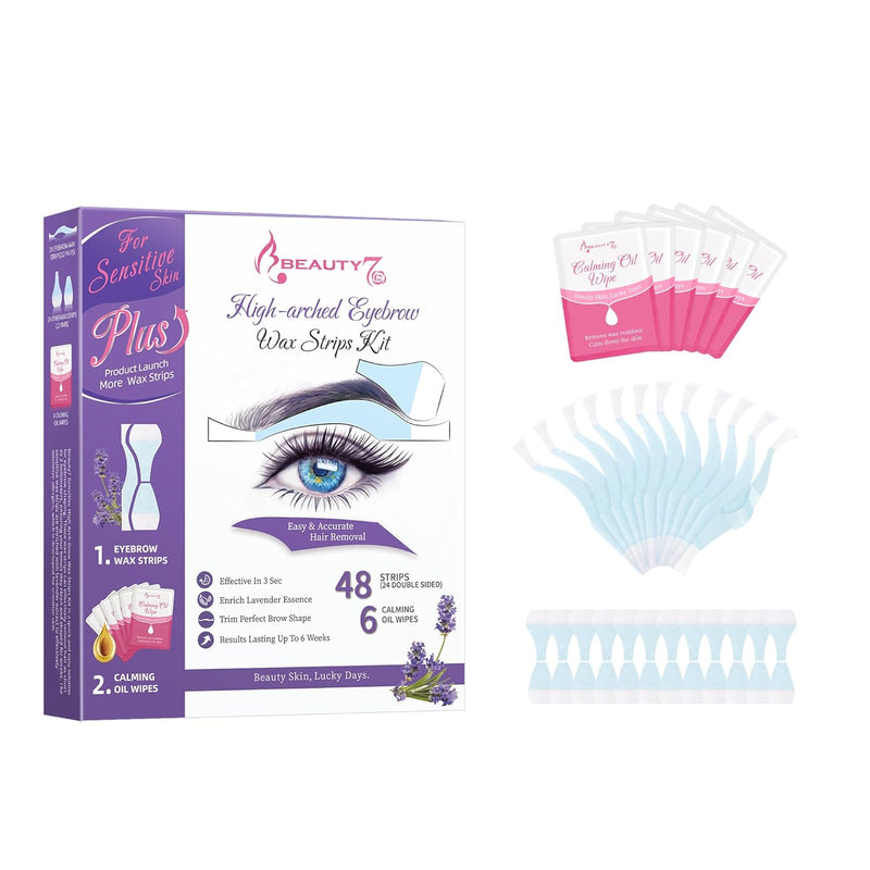 Beauty7 Hochgewölbte Augenbrauen Wachsstreifen Fit Wax Strips vorgeschnitten augenbrauen wachs 48stk