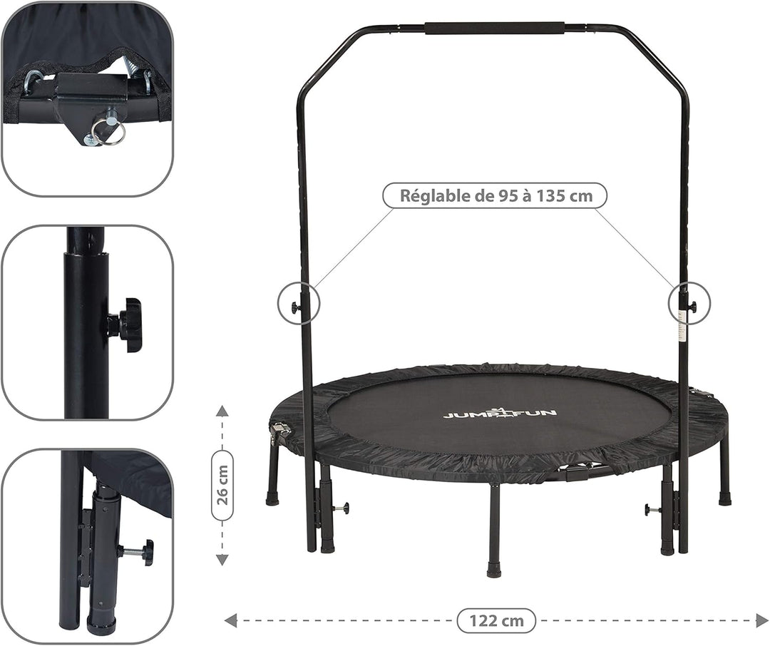 JUMP4FUN Trampolin Fitness Schwarz Grösse 122 cm
