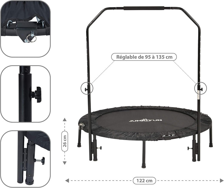 JUMP4FUN Trampolin Fitness Schwarz Grösse 122 cm
