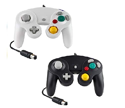 Controller Für Game Cube Weiss und Switch kabelgebunden Gamepad Joypad (Schwarz / Weiss), Schwarz /