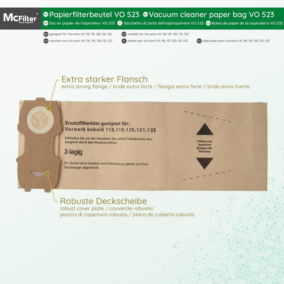 McFilter | 20 Staubsaugerbeutel + Duft geeignet für Vorwerk Kobold 118 119 120 121 122 Kobold VK118