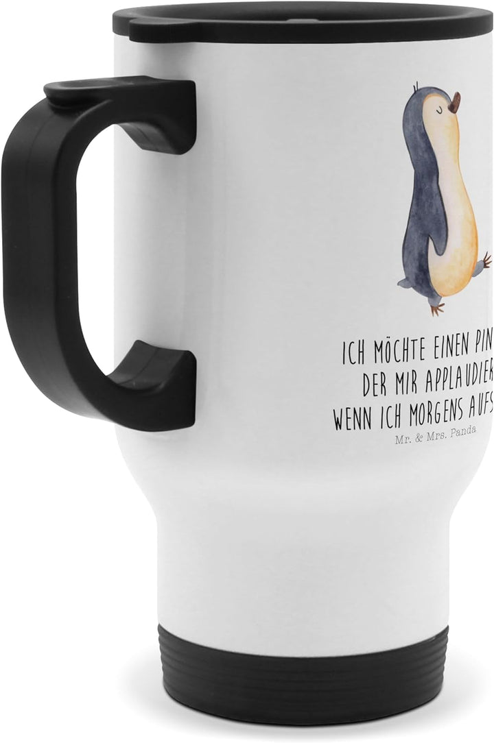 Mr. &amp; Mrs. Panda Thermobecher Pinguin marschierend - Geschenk, Kaffeetasse zum Mitnehmen, Frühaufste