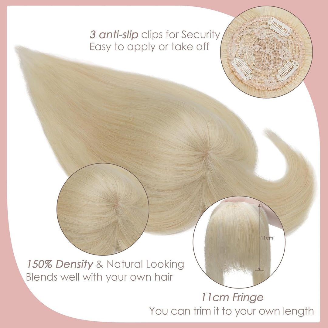 Silk-co Topper Extensions Haarteile Echthaar Clip in Extensions Echthaar Weich Natürlich Glatt Toupe