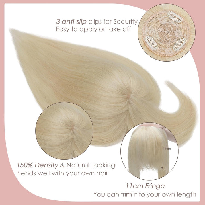 Silk-co Topper Extensions Haarteile Echthaar Clip in Extensions Echthaar Weich Natürlich Glatt Toupe