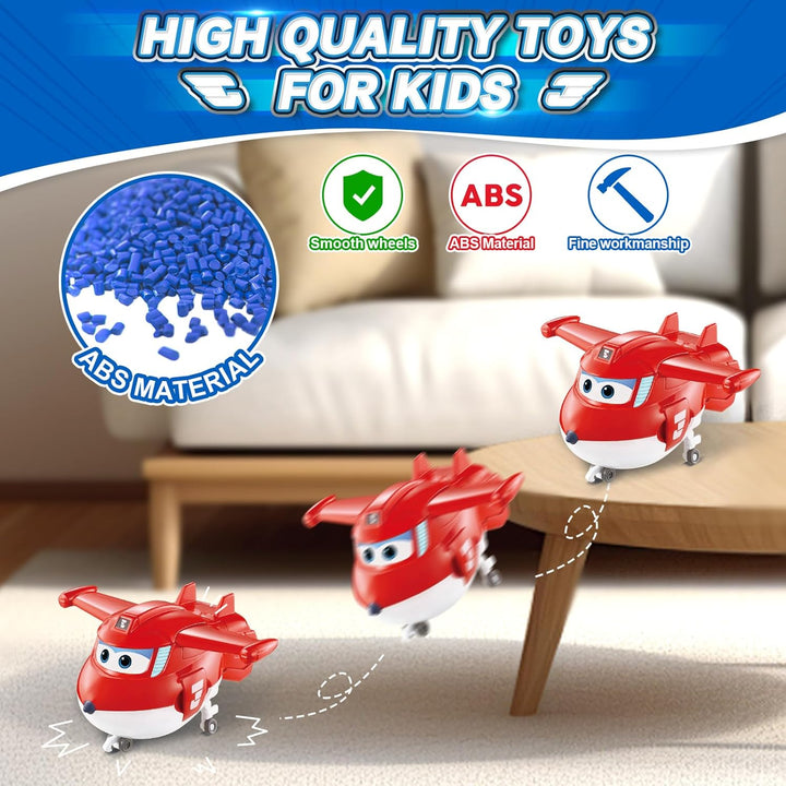 Super Wings Transformations-Flugzeug Supercharged Jett, ca. 12,7 cm grosse Spiel-Figur für Kinder, S
