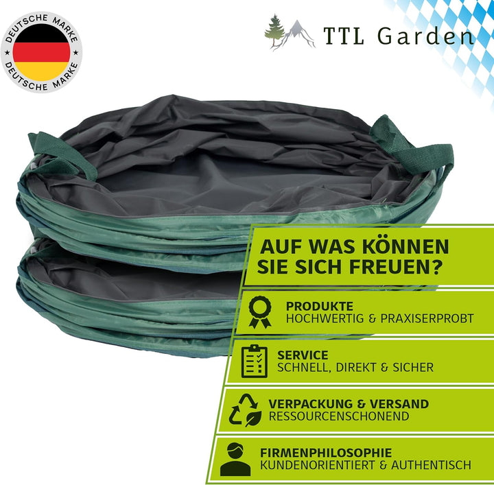 TTL Garden 2x 120L Premium Pop Up Gartensack - 220gsm 600D Oxford Gewebe selbstaufstellend robust &