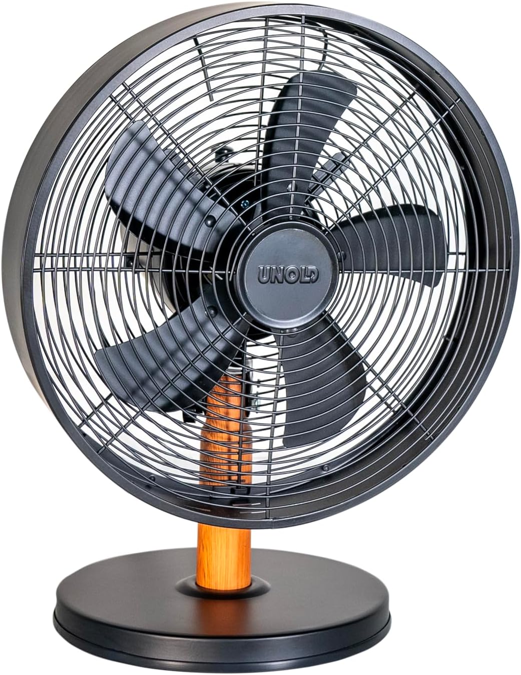 Unold 86715 Tischventilator Black Steel - Schwarz, 35 W, 3-stufige Geschwindigkeitsregelung, Oszilla