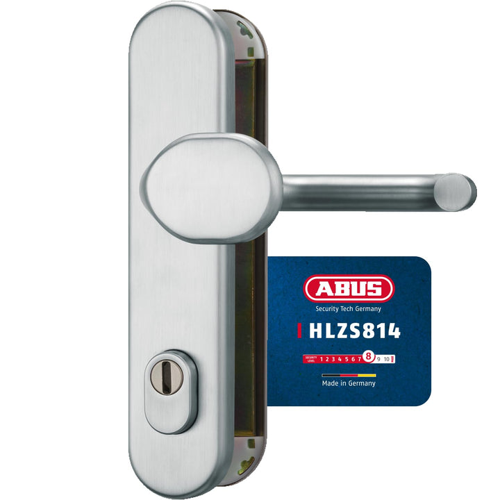 ABUS Tür-Schutzbeschlag HLZS814 ER edelstahl mit Zylinderschutz & beidseitigem Drücker rund, 12229 E