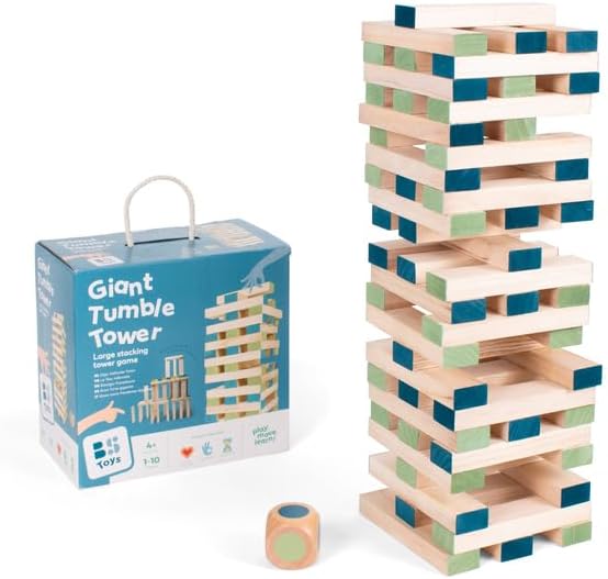 Grosser Turm mit Würfel - Kinder Geschicklichkeitsspiel - Mit Blöcke Tasche Würfel - Spielzeug für D