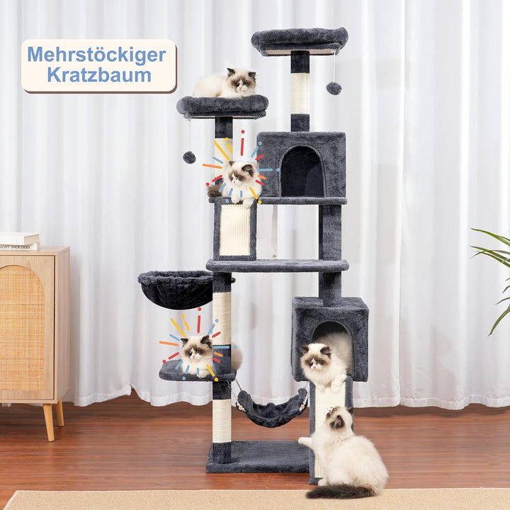 Gitelsnour Kratzbaum, Katzenbaum für Innenbereich, 180cm Katzenkratzbaum mit grosse ausgewachsene Ka