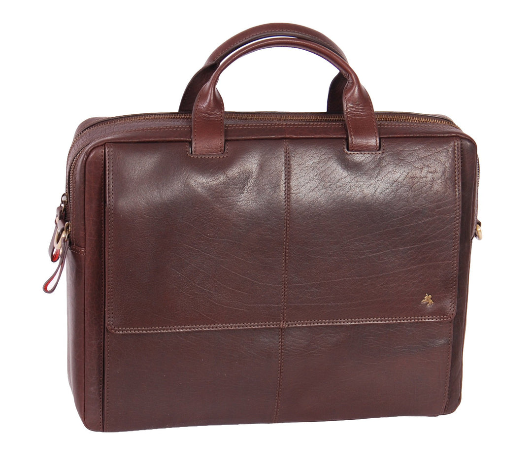 A1 FASHION GOODS Echtes Leder Aktenkoffer A124 Braun Laptop Organizer Arbeit Geschäftstasche