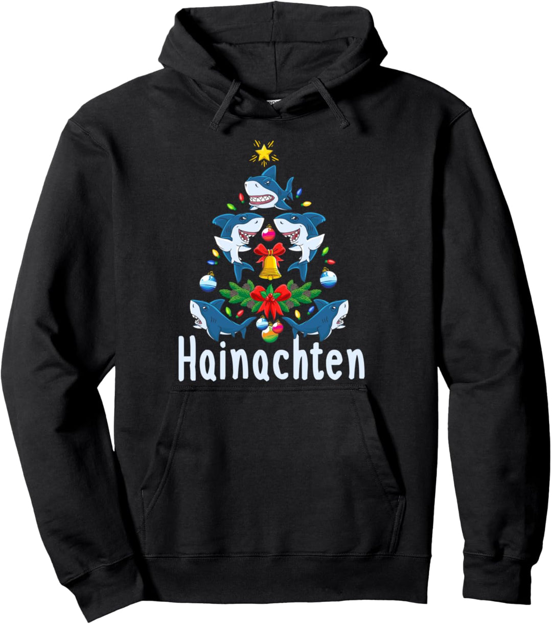 Lustiges Hainachten Weihnachten Hai Fisch Pullover Hoodie