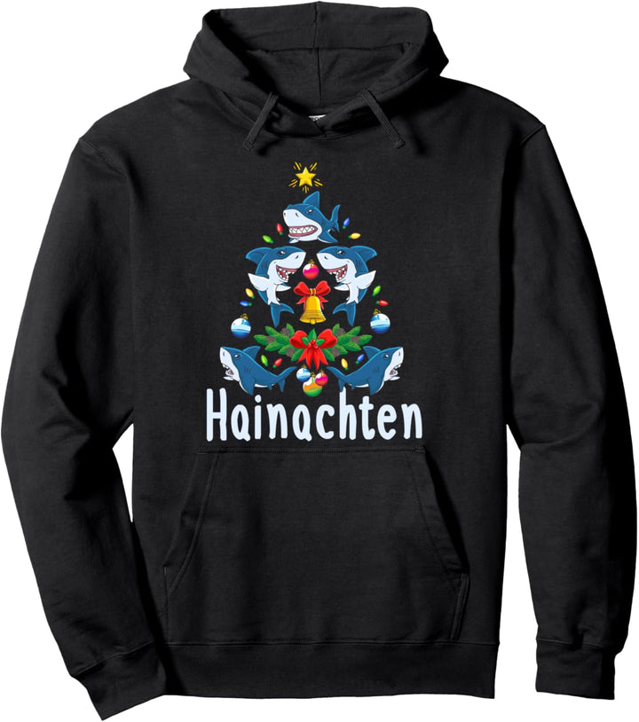 Lustiges Hainachten Weihnachten Hai Fisch Pullover Hoodie