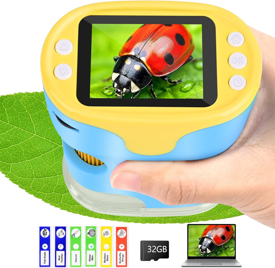 Mikroskop für Kinder, Vankarr 1000X Digitale Taschenmikroskop Tragbares Mini Handy Mikroskope mit 32