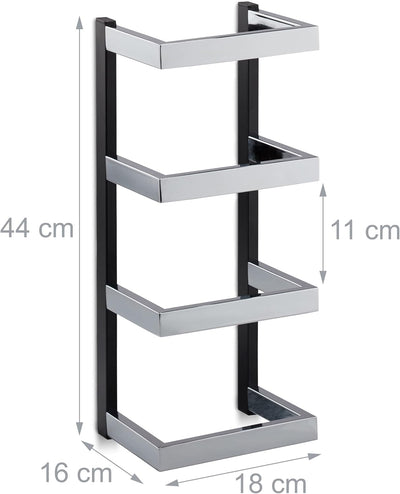 2 x Handtuchregal Design, Fächer für Handtücher, Chrom, Handtuchablage hängend, HxBxT: 44x18x16 cm,