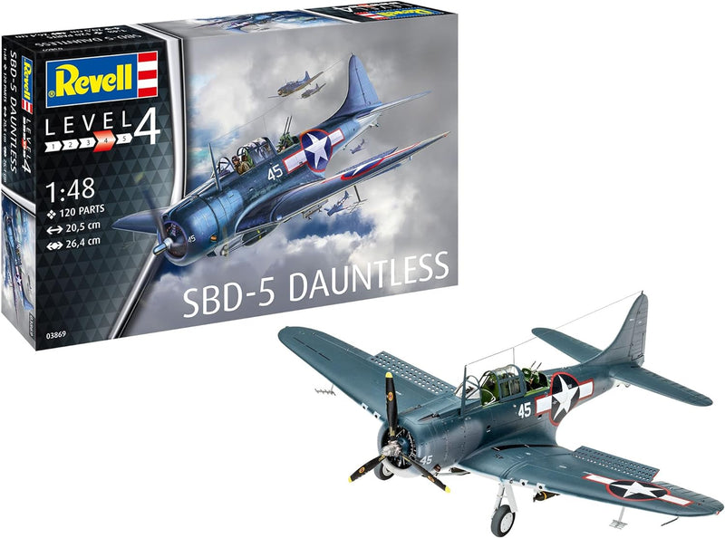 Revell 03869 SBD-5 Dauntless Navyfighter Militär originalgetreuer Modellbausatz für Fortgeschrittene