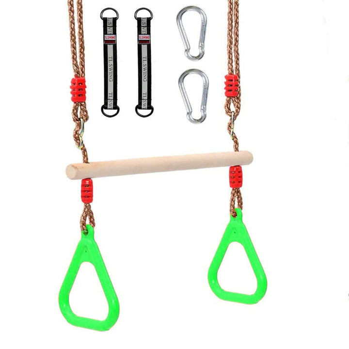 Multifunktions Kinderholz Trapeze Schaukel mit Kunststoffringen Turnringe Ringe zum Aufhängen belast