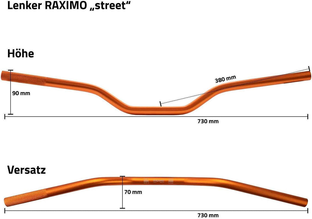 Alu Lenker Street 22mm Raximo mit ABE orange, orange