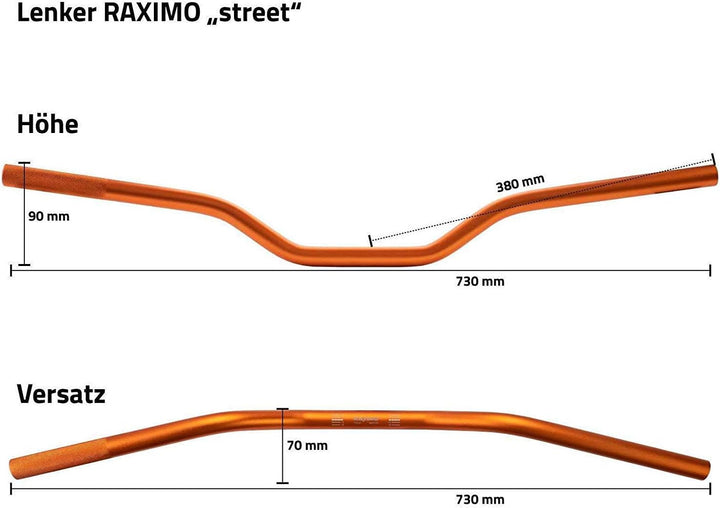 Alu Lenker Street 22mm Raximo mit ABE orange, orange