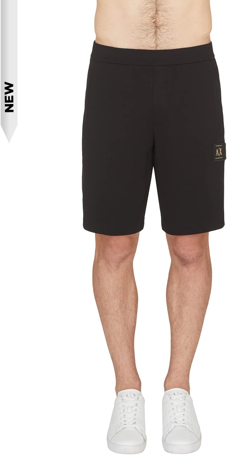 Armani Exchange Herren Icon, Side Logo Patch, Fronttaschen, Bermuda Shorts XS Schwarz, XS Schwarz