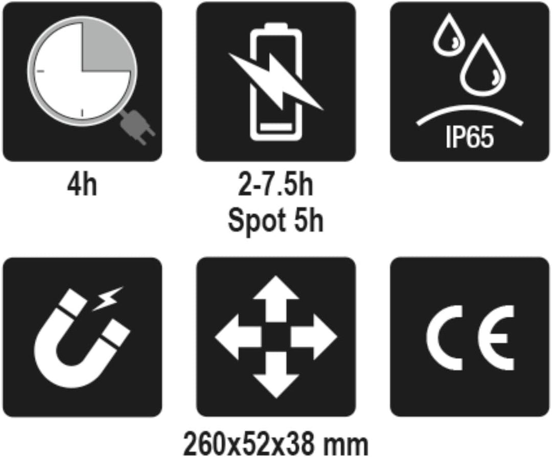Beta 1838S Gelenk-LED-Lampe (700 Lumen Arbeitsleuchte, aufladbare Inspektionslampe, 180 Grad schwenk