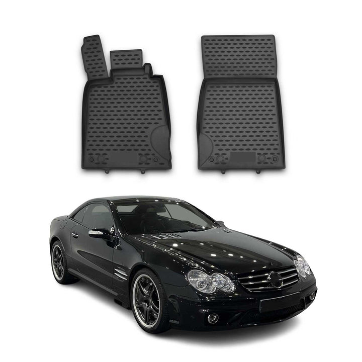 OMAC Gummimatten Fussmatten kompatibel mit Mercedes SL R230 2008-2012 TPE Matten Schwarz 2X SL Klass