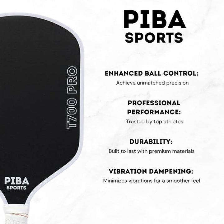PRO Pickleball Schläger – T700 Carbon, 16mm Honeycomb, Angeraute Oberfläche für Top Spin, Verlängert