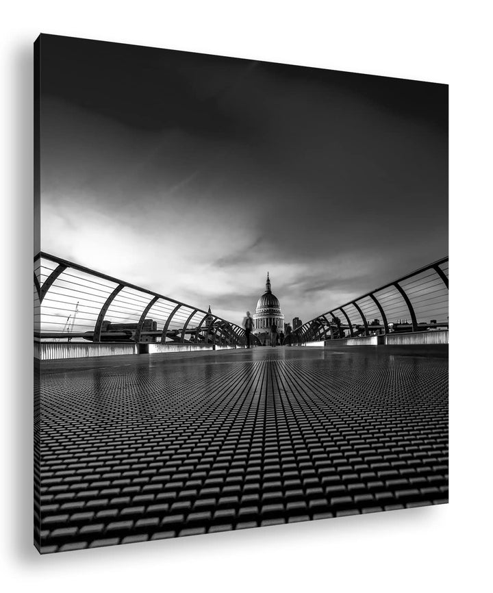Dämmerung im historichen London Effekt: Schwarz&amp;Weiss, Format: 60x60 als Leinwandbild, Motiv fertig