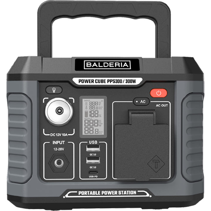 BALDERIA Power Cube 300W | Tragbare Powerstation 231Wh | Mobiler Stromspeicher mit Steckdose 230V, A