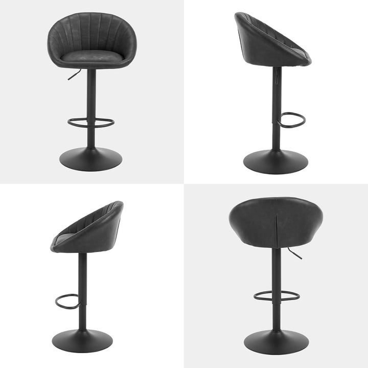 WOLTU Barhocker 2er Set, Barstuhl Höhenverstellbar, PU-Bezug, Anthrazit | Drehbarer Bar Stool mit Rü