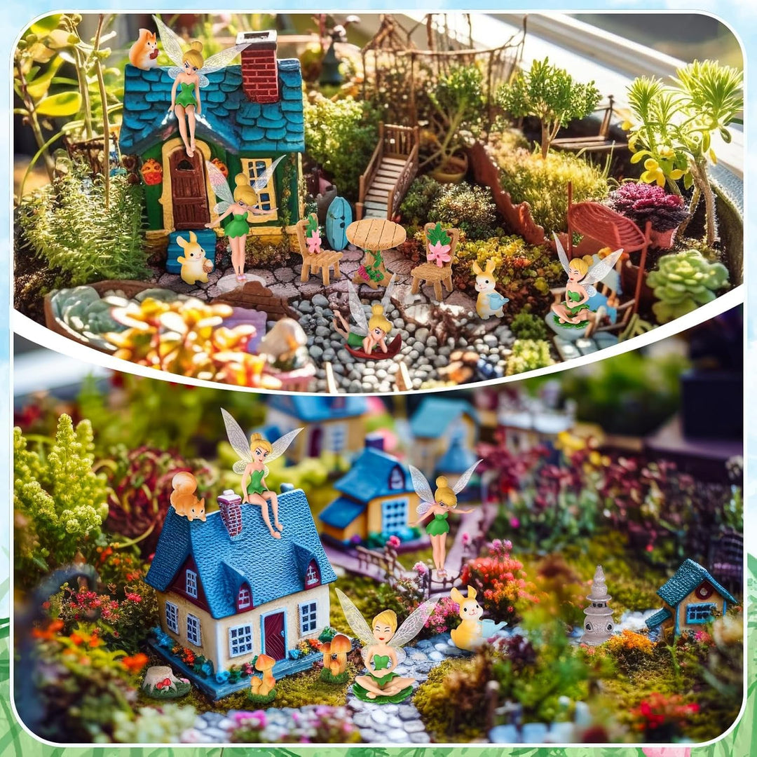 22 Stück Feengarten Zubehör Set Mini Fee Figuren Garten Tisch Set Harz Mini Pilze Hase Eichhörnchen