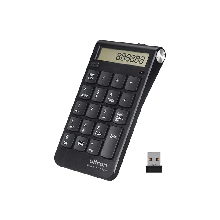 Ultron 364181 UN2 Ziffernblock, 2,4 GHz Taschenrechner USB Ziffern-Block Kabellos, Numpad Wireless m