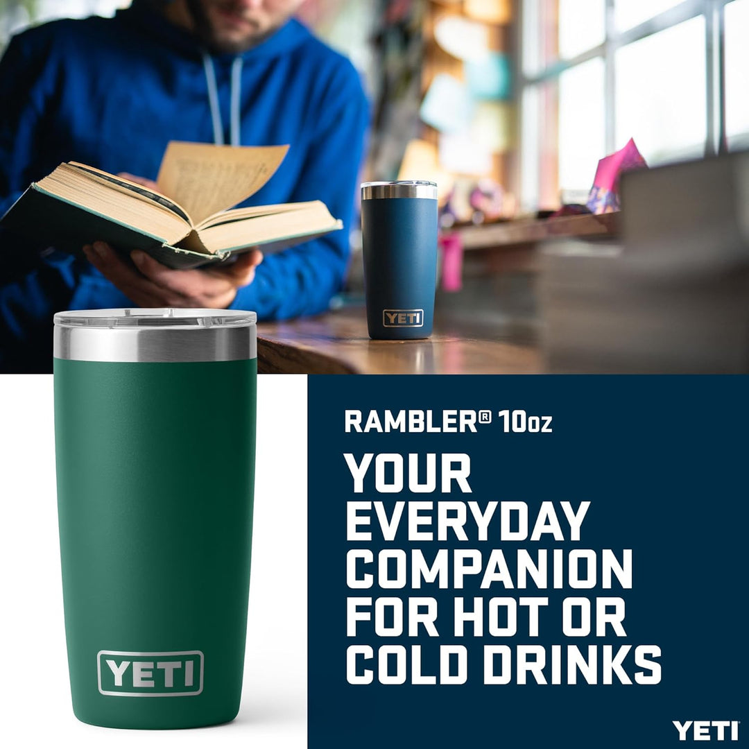 YETI Rambler Thermobecher 10 oz (295 ml) Black Forest Green – Kaffeebecher To Go, Thermotasse mit ab