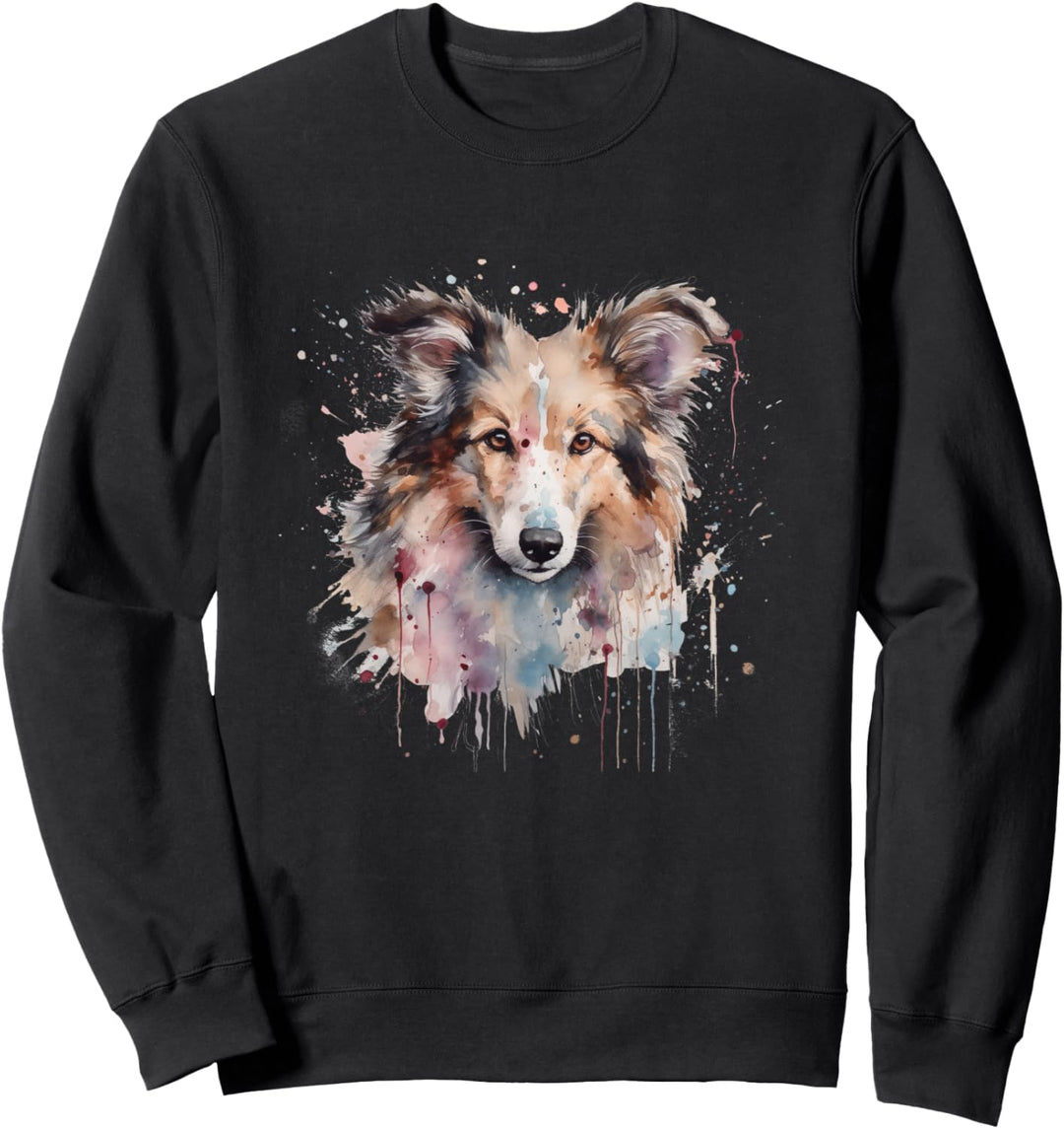 Bunte Shetland Sheepdog Aquarellkunst Sweatshirt