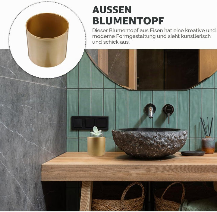 Eisen Pflanztopf Moderner Metall Dekorative Pflanzgefäss Metall Blumentopf mit Entwässerungsloch, Ru