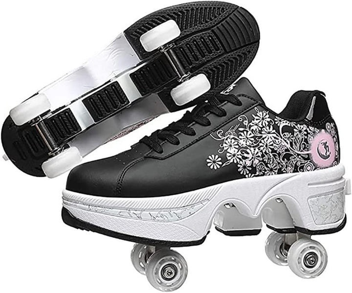 LDRFSE Schuhe mit Rollen, Rollschuhe Skateboard Schuhe Kinderschuhe Mit Rollen Skate Shoes Rollen Sc