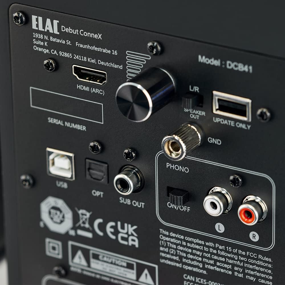 ELAC Kompakt Lautsprecher Debut ConneX DCB41, Boxen für Audiowiedergabe via HDMI, USB, Phono &amp; Bluet