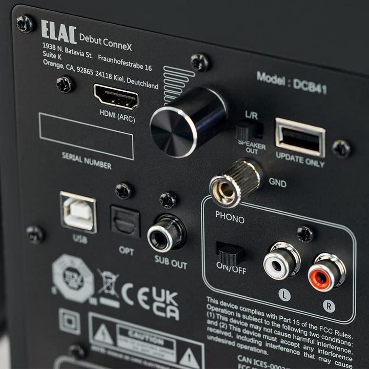 ELAC Kompakt Lautsprecher Debut ConneX DCB41, Boxen für Audiowiedergabe via HDMI, USB, Phono &amp; Bluet