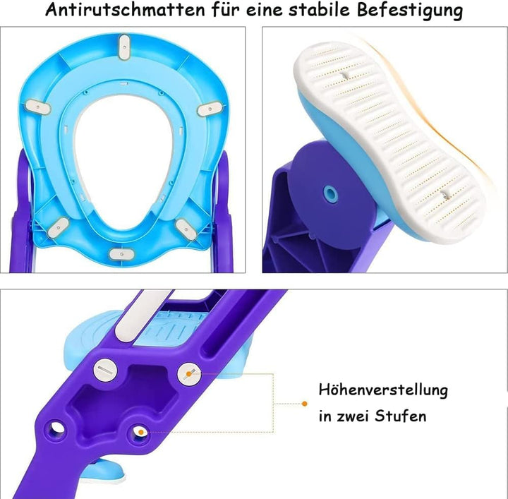 Faltbares Toilettentrainer Toilettensitz Kinder mit Treppe Höhenverstellbar Toilettenaufsatz WC Sitz