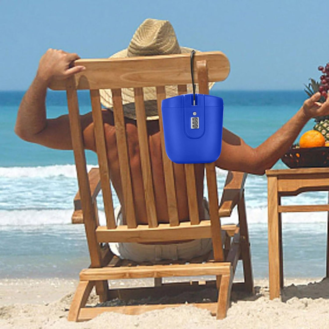 Strandsafe für Wertsachen, 2 l Kombinationssicherheits-Eimer, wasserdicht, Diebstahlschutz, Reisesic
