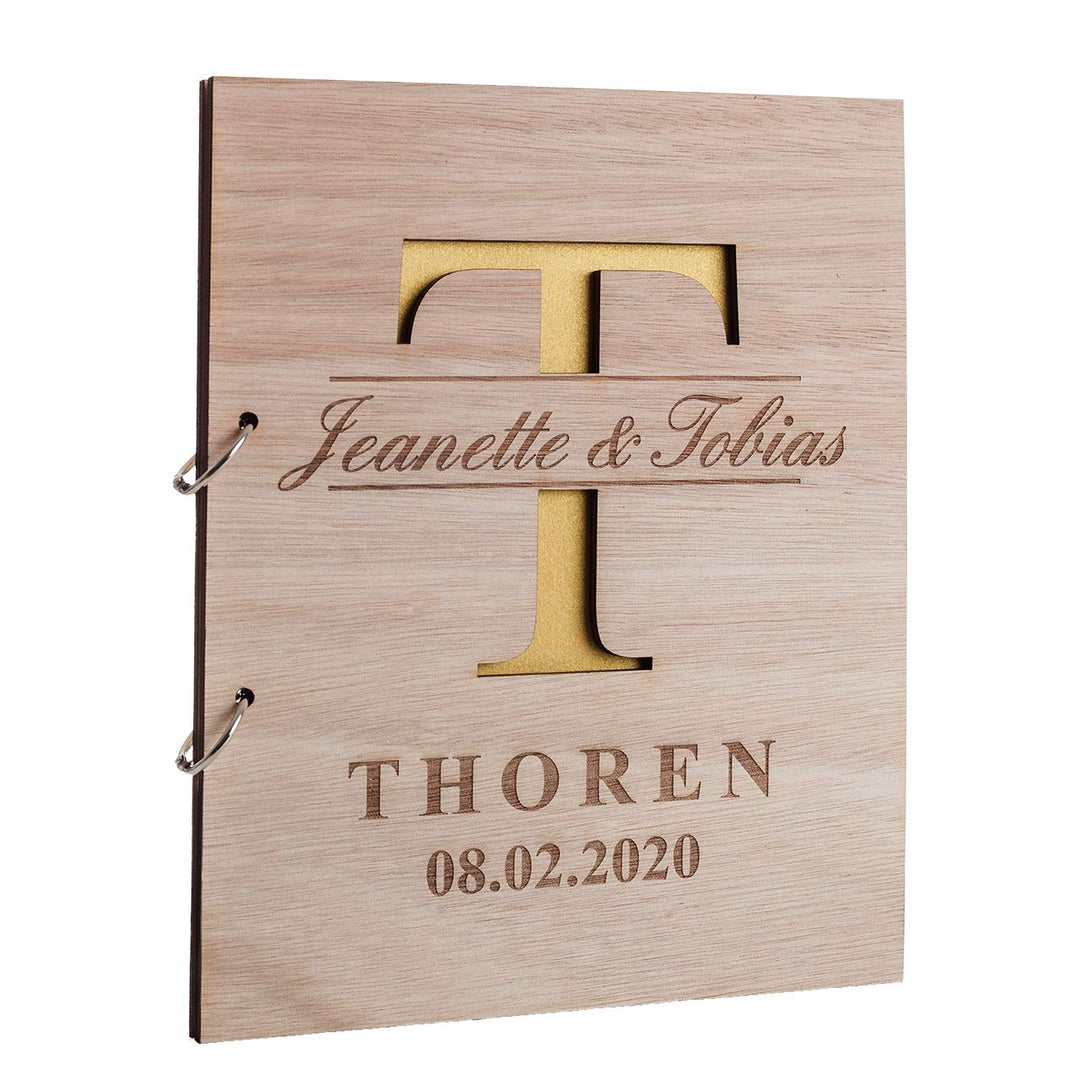 Hochzeitideal Stammbuch der Familie Familienstammbuch Holzcover inkl. Lasergravur (Maja Personalisie