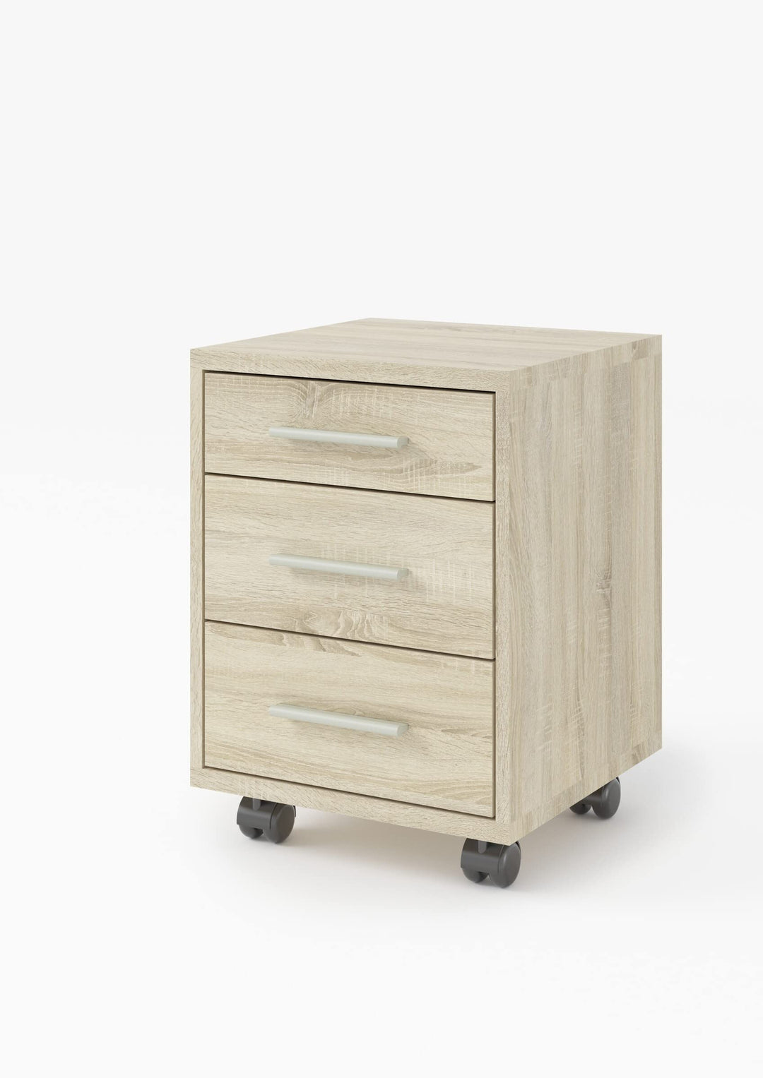 möbelando Rollcontainer Clermont in Sonoma/Eiche mit 3 Schubladen. Abmessungen (BxHxT) 40x56x40 cm E